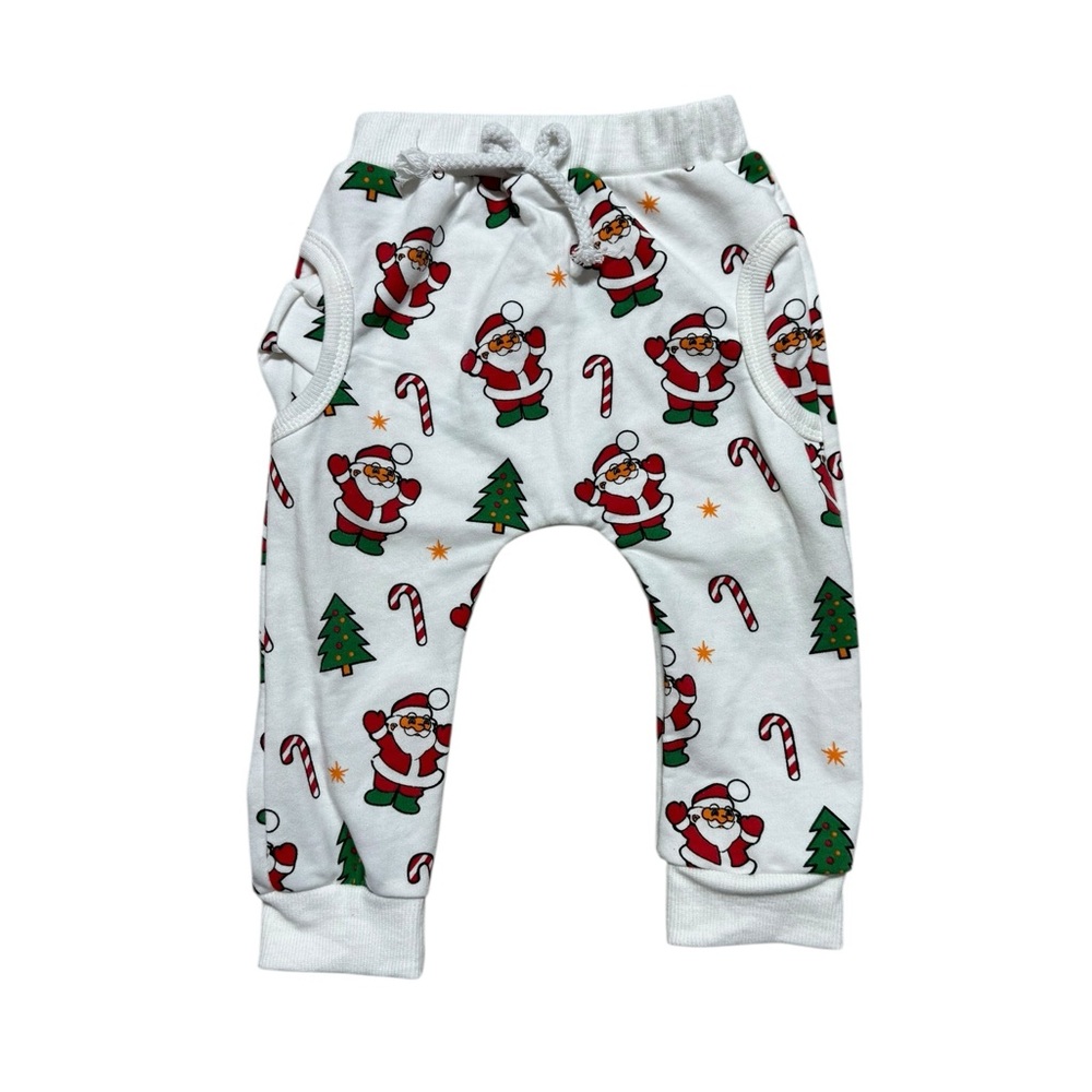 Festive Santa Print Baby Pants | Size 90